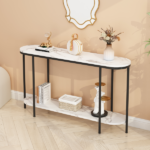 Same Code 40085878 Console Table 2 Tier Narrow Entryway Table with Storage Shelves Faux Marble Narrow Table for Living Bedroom Hallway Office Easy Assembly, Black & White - Image 10