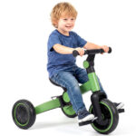 5-In-1 Foldable Toddler Tricycle, Adjustable Handlebar & Ergonomic Seat with Removable Pedals - Green - Image 2