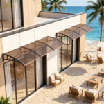 39"x30" Modern Polycarbonate Window Door Awning, UPF50+ Waterproof Windproof Outdoor Patio Canopy with Aluminum Reinforced Bars-Brown - Image 7