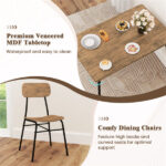 Brown+Black 4-Piece Dining Table Set with Bench & 2 Chairs, Space-Saving Tuck-under Design - Image 8