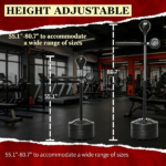 Black 64-81in Adjustable Free Standing Punching Bag: Suction Cup Speed Reaction Bar Station for Home Gym Boxing Training - Image 5