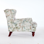 Modern Accent Chair with Retro Wood Legs, Comfy Upholstered Armchair, Floral Design Single Sofa Chair for Living Room Bedroom Office - Floral Blue Bird - Image 11