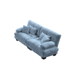Cloud Couch 2 Seater Sofa for Living Room, Chenille 2 - Seat sofa with 2 Lumbar pillows and 2 throw pillows,Chenille Blue - Image 2