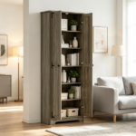 Distressed Gray 67" Tall Farmhouse Food Pantry – Freestanding Cabinet with Multi-Level Adjustable Shelves - Image 6