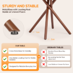 37.4 Inch Round Dining Table for 4-6 People, Cross X Metal Leg Kitchen Dinner Table with Adjustable Foot Pads, Easy Assembly Small Space Dining Room Table, Walnut - Image 4