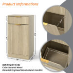 10-Gallon Woodgrain Tilt-Out Trash Can Cabinet with Wave-Textured Drawer & Pull-Out Bin - Multipurpose Kitchen/Bath Organizer in Oak Finish - Image 4