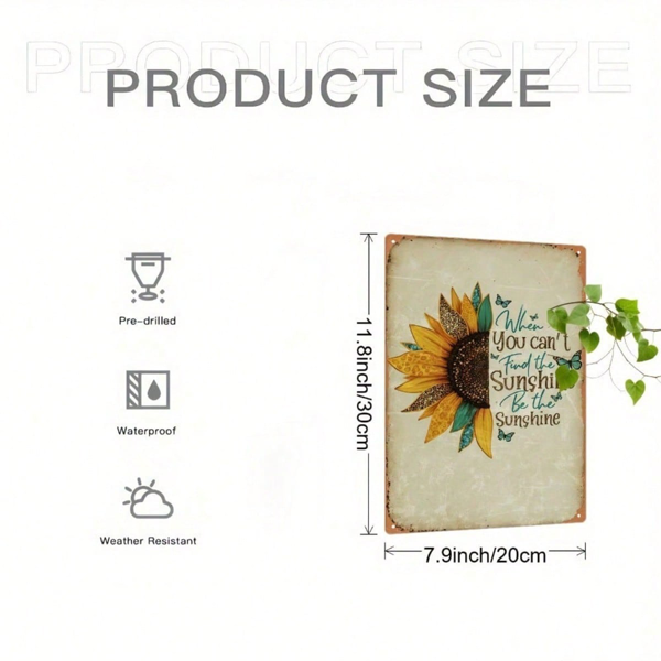 CIFbuy Vintage Sunflower Metal Sign 8x12 Inch, Retro Tin" Painting Wall Art With Inspirational Quote, Inspirational Quote, Durable Handcrafted 2D Flat Decor RetroikTok, RetroikTok, t Self-pickup Logiopics