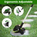 21V Electric Weed Edger Cordless String Trimmer Grass Mower Eater Bush Cutter with 16800RPM 2x 3000mAh Batteries 3.6-4.6FT Length 90° Rotatable Angle Saw Blade Steel Blade String Blade - Image 2