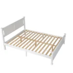 Queen Single Bunk Bed Painted + Melamine Veneer & Pine + MDF Bed Frame Vertical Striped Decorative Bed Frame 63.78*83.46*37.8in White - Image 7