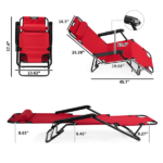 Portable Dual Purposes Extendable Folding Reclining Chair Red - Image 4