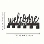 CIFbuy™ Welcome Design 8-Hook Key Holder Black Metal Wall Organizer (TikTok, temu pick-up service) - Image 2