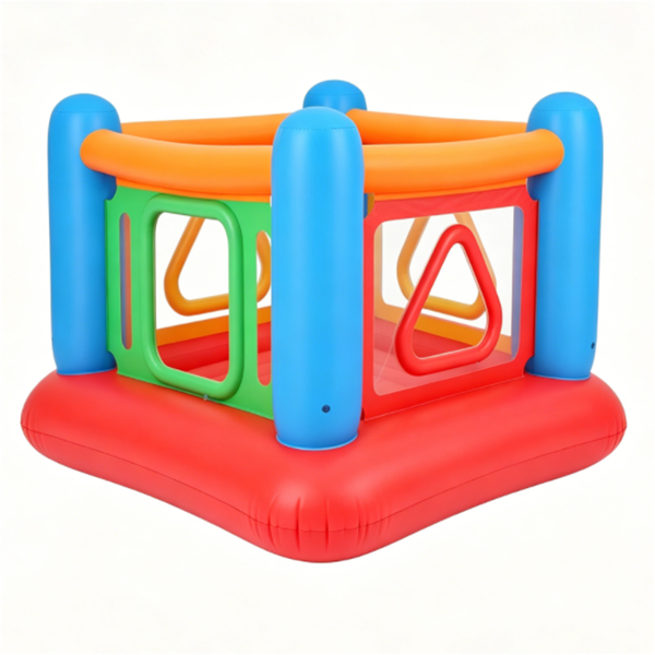 bdf0fba0-55cd-41c0-b915-34170385f5e1.png 3-in-1 Inflatable Bounce House, Thick PVC Kids Jumping Castle with Visible Wall, Indoor Outdoor Blow Up Play House Gift for Children Age 3+ - Image 1