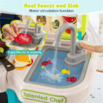 Blue Kids Corner Play Kitchen with Realistic Sounds, Lights & Steam, 95PCS Accessories Pretend Cooking Set for Ages 3+ - Image 5