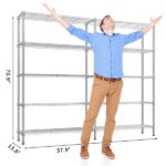 5-layer double row, freely adjustable layer spacing, with adjustable feet, display stand, iron, 147*35*180cm, chrome-plated - Image 5