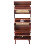 Rattan-covered 3-drawer shoe cabinet, particleboard, 54*24*135 cm, brown - Image 3