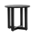 Outdoor Metal Round Table, Weather Resistant Patio End Table Side Table Coffee Bistro Table for Indoor Outdoor, Black