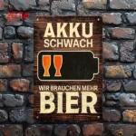 CIFbuy Vintage AKKU SCHWACH Low Battery Need More Beer Metal Tin Sign Multi-Use Yard Sign For Bar Office Home Cafe Restaurant (TikTok, temu pick-up service) - Image 4