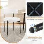 2 PCS White Sherpa Upholstered Dining Chair, Ergonomic Curved Backrest & Wide Round Seat - Image 9