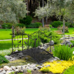 119*67*71cm Courtyard With Bird Pattern Arched Handrail Courtyard Iron Bridge Black - Image 15