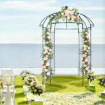 207*207*270cm Courtyard Wrought Iron Gazebo Iron Arch Black - Image 15
