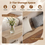 63" Narrow Console Table with Wavy Hollow Design, 2-Tier Extra Long Entryway Table with Storage Shelf - Natural - Image 10