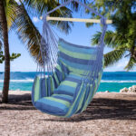 Distinctive Cotton Canvas Hanging Rope Chair with Pillows Blue - Image 19