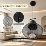 Black Industrial Pendant Light Fixtures – with Adjustable Hanging Chain for Kitchen, Entryway, Bar - Image 5