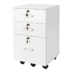 White Wood Grain Density Board Three Drawers Wooden Filing Cabinet - Image 4