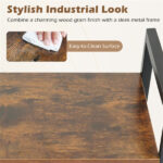 4-Tier Industrial Bookshelf (Rustic Brown+Black), Heavy-Duty Metal Frame & X-Shaped Braces - Image 7