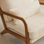 Low Arm Accent Chair - Off-White Corduroy Upholstered Indoor Lounge Chair, Compact Single Seater with Sturdy Frame (330LBS Weight Capacity) - Image 20