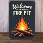 CIFbuy Rustic Fire Pit Welcome Sign, Wall Art, Campfire Decor With Bold Text, 2D Flat Outdoor Patio Yard Decoration SignikTok, SignikTok, xt Self-l ckup Logioponh - Image 8