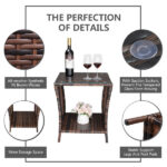 Glass Surface Brown Gradient Iron Frame Rattan Side Table - Image 40