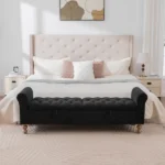 65.75" Wide Modern Upholstered Storage Bench With Double Lids - Image 2
