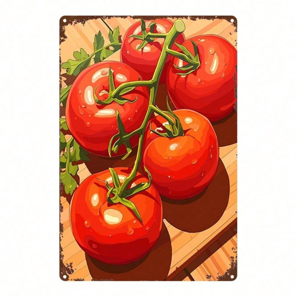 CIFbuy 1pc Fresh Tomatoes On The Vine Metal Sign, Humorous Vintage Plaque, Rustic Iron Wall Decor For Living Room Office, Durable 2D Fl TikTok, TikTok, Rustic Self-pickup Logiopics