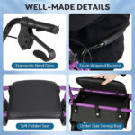 2-in-1 Rollator Walker with Seat (Purple), 8-Inch Large Wheels & Versatile Braking System, Adjustable Height - Image 4