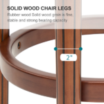 Seat height 26.5'' Cow top Leather Wooden Bar Stools, 360 Degree Swivel Bar Height Chair with Backs for Home Kitchen Counter(brown 1pc) - Image 5