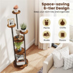 6-Tier Plant Stand with RGB Light Strip, Smart APP & Remote Control Plant Shelf for Home Decor-Rustic Brown - Image 7