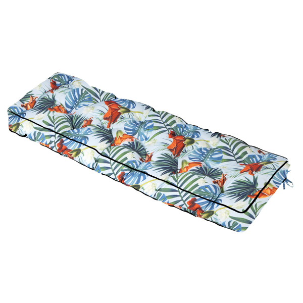 Outdoor Bench Cushion, 63 × 20 × 4 Inch, Tufted Waterproof Swing Cushion with Ties, for Patio Bench or Window Seat