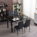4pcs Elegant Assembled Stripping Texture High Backrest Dining Chairs Black Replace encoding 13028198-18410366 - Image 105