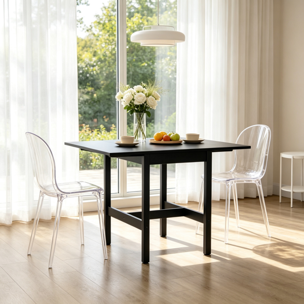 bf113740-1dd5-42d7-b567-340ef306d8ef.png Black Drop Leaf Dining Table, Folding Design, Compact Kitchen Table for Small Spaces(Only dining table) - Image 1