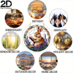 CIFbuy Rabbit Reading Book Acrylic Stained Glass Hanging Decor for Garden Home Living Room Creative Gift (TikTok, temu pick-up service) - Image 4