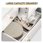 White matte finish particleboard with melamine veneer, 66*40*131cm, 5+2 drawer cabinet, matte gold handles - Image 4