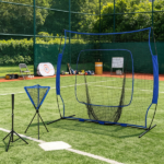 Blue Portable Baseball Net Set with 7.5x7ft Catcher Net Ball Caddy for Hitting Pitching Batting And Catching - All-in-One Sports Equipment
