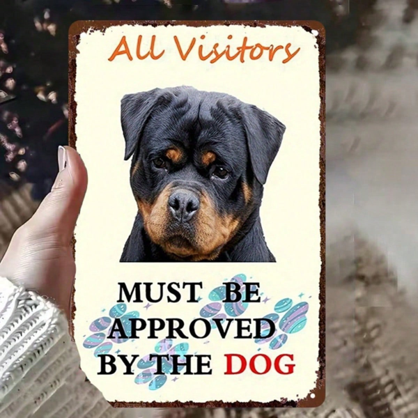 CIFbuy 1pc Rottweiler Warning Sign 2D Flat Unframed Metal" Yard Sign, Weatherproof Rust Resistant Dog Logo Notice Tag 8x12 Inch, Dog Logo Notice Tag 8x12 Inch, Durable Unframed ikTok, Unframed ikTok, t Self-pickup Logiopics