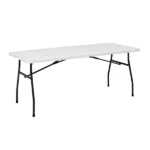 White 6 Foot Fold-in-Half Plastic Table, Indoor Outdoor, Scratch Resistant, Stain & UV Damage, Built-in Carry Handle (Shipment from Walmart)