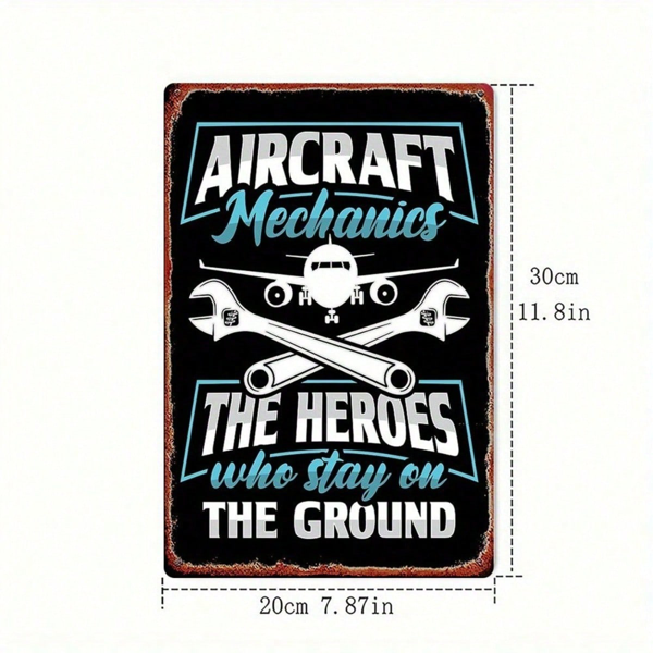 bf31360a-5239-4b89-b929-351d04dd71e0.png CIFbuy Aircraft Mechanic Metal Sign 8x12 Inch Vintage 2D" Flat Square Wall Art, Plaque For Home Bar Garage Club Restaurant VintagikTok, VintagikTok, t Self-pickup Logiopics - Image 1