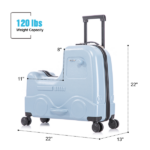 22 Inch Ride-on Suitcase for Kids & Teens, Toddler Travel Luggage with Seat, Spinner Wheels, Safety Belt, Stroller-Style Checked Luggage with Combination Lock&Telescoping Handle for Ages 5-18 - Image 5