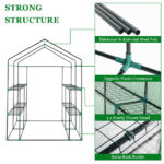 143x143x195cm Black Iron Pipe Steeple With 8 Pieces Grid Flower Stand With Zipper Rolling Door PE Cloth Greenhouse SAME AS 54690859 - Image 3