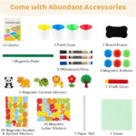Natural Pine Wood 3-in-1 Kids Art Easel with Magnetic Whiteboard & Chalkboard, Adjustable Height Foldable Drawing Board for Ages 3-14 - Image 7