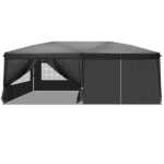 10'x20' Instant Pop Up Canopy Tent Black, 6 Panels 2 Doors 4 Mesh Windows, 28/22mm Powder Coated Steel Frame, 10x20mm Crossbar, 210D Oxford Folding Outdoor Tent with Carry Bag No Sandbags - Image 23